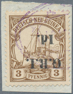 Deutsch-Neuguinea - Britische Besetzung: 1914: 1 D. Auf 3 Pf. Dunkelockerbraun, KOPFSTEHENDER AUFDRU - Nuova Guinea Tedesca