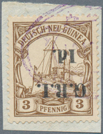 Deutsch-Neuguinea - Britische Besetzung: 1914: 1 D. Auf 3 Pf. Dunkelockerbraun, KOPFSTEHENDER AUFDRU - Nouvelle-Guinée