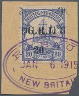 Deutsch-Neuguinea - Britische Besetzung: 1914: 2 D. Auf 20 Pf. Violettultramarin, DOPPELTER AUFDRUCK - Nuova Guinea Tedesca