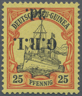 Deutsch-Neuguinea - Britische Besetzung: 1914: 3 D. Auf 25 Pf. Orange/schwarz Auf Hellgelb, KOPFSTEH - Nouvelle-Guinée