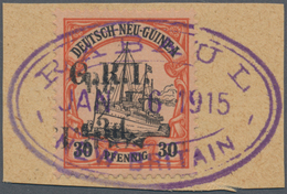 Deutsch-Neuguinea - Britische Besetzung: 1914: 3 D. Auf 30 Pf. Orange/schwarz Auf Gelblichorange, DO - Nueva Guinea Alemana