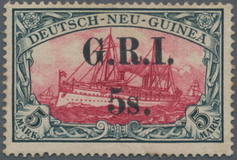 Deutsch-Neuguinea - Britische Besetzung: 1914: 5 S. Auf 5 M. Grünschwarz/dunkelkarmin, Aufdruck 'G.R - Nueva Guinea Alemana