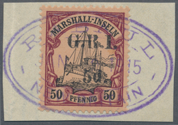 Deutsche Kolonien - Marshall-Inseln - Britische Besetzung: 1914: 5 D. Auf 50 Pf. Violett/schwarz Auf - Isole Marshall