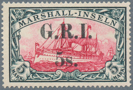 Deutsche Kolonien - Marshall-Inseln - Britische Besetzung: 1914: 5 S. Auf 5 M. Grünschwarz/dunkelkar - Isole Marshall