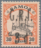 Deutsche Kolonien - Samoa - Britische Besetzung: 1914: AUFDRUCKFEHLER "3 D." Anstatt 4 D. Auf 30 Pf. - Samoa