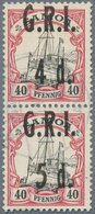 Deutsche Kolonien - Samoa - Britische Besetzung: 1914: Senkrechtes Paar "5 D." Auf 40 Pf. Karmin/sch - Samoa