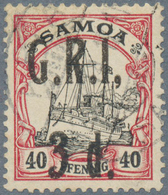 Deutsche Kolonien - Samoa - Britische Besetzung: 1914: AUFDRUCKFEHLER "3 D." Auf 40 Pf. Karmin/schwa - Samoa