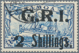 Deutsche Kolonien - Samoa - Britische Besetzung: 1914: "2 Shillings." Auf 2 Mark Blau, Aufdruck "G.R - Samoa
