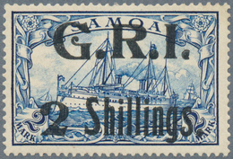 Deutsche Kolonien - Samoa - Britische Besetzung: 1914: "2 Shillings." Auf 2 Mark Blau, AUFDRUCKFEHLE - Samoa