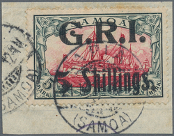 Deutsche Kolonien - Samoa - Britische Besetzung: 1914: "5 Shillings." Auf 5 Mark Grünschwarz/karmin, - Samoa