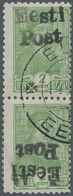 Dt. Besetzung II WK - Estland - Elwa: 1941, 2 K Gelblichgrün Freimarke "Werktätige", Senkrechtes Paa - Occupation 1938-45