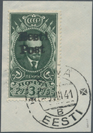 Dt. Besetzung II WK - Estland - Elwa: 1941, 3 R Schwarzopalgrün Freimarke "Lenin" Mit Aufdruck "Eest - Occupation 1938-45