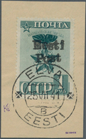 Dt. Besetzung II WK - Estland - Elwa: 1941, 1 R Schwärzlichgrünblau "23 Jahre Rote Armee" Mit Aufdru - Occupation 1938-45