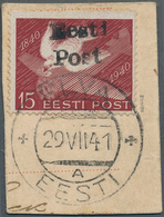 Dt. Besetzung II WK - Estland - Elwa: 1941, 15 (S) Braunrot "100 Jahre Briefmarken" Mit Aufdruck "Ee - Besetzungen 1938-45