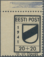 Dt. Besetzung II WK - Estland - Odenpäh (Otepää): 1941, 20 + 20 (K) Schwarz, Type II, FARBE VIOLETTU - Besetzungen 1938-45