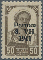 Dt. Besetzung II WK - Estland - Pernau (Pärnu): 1941, 50 K Braun Freimarke "Werktätige", Aufdrucktyp - Occupazione 1938 – 45