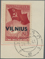 Dt. Besetzung II WK - Litauen: 1941, 80 K Dkl'lbräunlichrot "Nordpolflug", Aufdruckabart I "Abstand - Besetzungen 1938-45