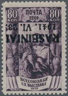 Dt. Besetzung II WK - Litauen - Rossingen (Raseiniai): 1941, 80 K Schwarzgraupurpur "Landwirtschaft" - Occupazione 1938 – 45