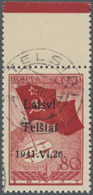 Dt. Besetzung II WK - Litauen - Telschen (Telsiai): 1941, 80 K Dunkelbräunlichrot "Nordpolflug", Obe - Occupazione 1938 – 45