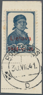 Dt. Besetzung II WK - Litauen - Zargrad (Zarasai): 1941, 10 K Dunkelpreußischblau Freimarke "Werktät - Occupazione 1938 – 45