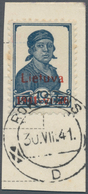 Dt. Besetzung II WK - Litauen - Zargrad (Zarasai): 1941, 10 K Dunkelpreußischblau Freimarke "Werktät - Occupation 1938-45