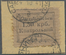Dt. Besetzung II WK - Ukraine - Sarny: 1941, 1,50 Krb Schwarz Auf Lebhaftolivbraun, Waagerecht Gestr - Occupazione 1938 – 45
