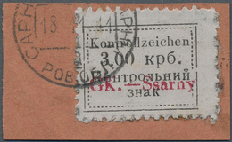 Dt. Besetzung II WK - Ukraine - Sarny: 1941, 3,00 Krb Schwarz Auf Mattgrau, Entwertet Mit Kyrillisch - Occupation 1938-45