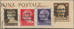 Dt. Besetzung II WK - Zara: 1943, 10 C Schwärzlichbraun, 20 C Rot Und 1 Lire Schwärzlichgrauviolett, - Occupation 1938-45