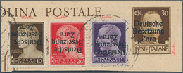 Dt. Besetzung II WK - Zara: 1943, 10 C Schwärzlichbraun, 20 C Rot Und 1 Lire Schwärzlichgrauviolett, - Besetzungen 1938-45