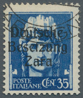 Dt. Besetzung II WK - Zara: 1943, 35 C Schwärzlichkobalt, Aufdruck Type IV, Gebraucht Mit Teilstempe - Occupazione 1938 – 45