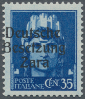 Dt. Besetzung II WK - Zara: 1943, 35 C Schwärzlichkobalt, Aufdruck Type I, Mit KOPFSTEHENDEM Wasserz - Occupation 1938-45