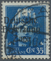 Dt. Besetzung II WK - Zara: 1943, 35 C Schwärzlichkobalt, Aufdruck Type I, Mit KOPFSTEHENDEM Wasserz - Occupazione 1938 – 45