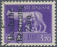 Dt. Besetzung II WK - Zara: 1943, 3,70 Lire Dunkelbläulichviolett, Aufdruck Type I, Gebraucht Mit Te - Besetzungen 1938-45