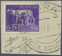 Dt. Besetzung II WK - Zara: 1943, 3,70 L Violett, Aufdruck Type IV, Entwertet Mit Stempel ZARA RACCO - Occupazione 1938 – 45