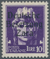 Dt. Besetzung II WK - Zara: 1943, 10 Lire Dunkelbläulichviolett, Aufdruck Type IV (Feld 13 Der Überd - Occupazione 1938 – 45