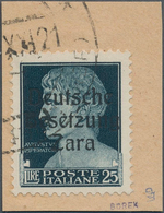 Dt. Besetzung II WK - Zara: 1943, 25 L Schwärzlichgrautürkis Freimarke "Serie Imperiale", Aufdruck T - Occupazione 1938 – 45