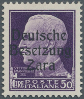 Dt. Besetzung II WK - Zara: 1943, 50 Lire Schwärzlichgrauviolett Freimarke "Serie Imperiale", Aufdru - Occupazione 1938 – 45