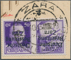 Dt. Besetzung II WK - Zara: 1943, 50 C Schwärzlichblauviolett Freimarke Mit Anhängendem Propagandafe - Occupazione 1938 – 45