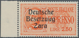 Dt. Besetzung II WK - Zara: 1943, 2,50 Lire Rotorange Eilmarke, Marke Vom Linken Bogenrand, Aufdruck - Besetzungen 1938-45