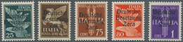 Dt. Besetzung II WK - Zara: 1943, 25 C Bis 1 L Flugpostmarken, Alle 5 Werte Mit Aufdruck-Type IV, Di - Occupazione 1938 – 45