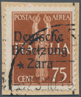 Dt. Besetzung II WK - Zara: 1943, 75 C Schwärzlichbraunorange Flugpostmarke, Aufdruck Type I, Gebrau - Occupazione 1938 – 45