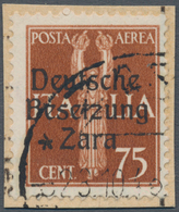 Dt. Besetzung II WK - Zara: 1943, 75 C Schwärzlichbraunorange Flugpostmarke, Aufdruck Type I, Gebrau - Ocupación 1938 – 45