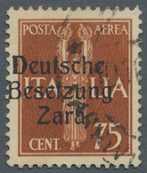 Dt. Besetzung II WK - Zara: 1943, 75 C Schwärzlichbraunorange Flugpostmarke, Aufdruck Type IV, Gebra - Occupazione 1938 – 45
