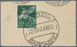 Dt. Besetzung II WK - Zara: 1943, 5 L Schwärzlichgrün Flugpostmarke, Aufdruck Type I, Sauber Entwert - Occupazione 1938 – 45