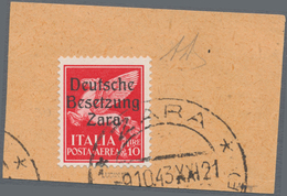 Dt. Besetzung II WK - Zara: 1943, 10 Lire Schwärzlichrosa Flugpostmarke, Aufdruck Type I, Entwertet - Occupazione 1938 – 45