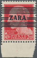 Dt. Besetzung II WK - Zara: 1943, 20 C Rot Freimarke, Unterrandstück Mit Aufdruck In Der Grundtype I - Occupazione 1938 – 45