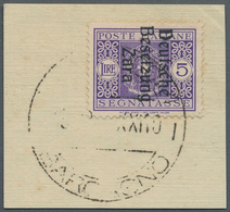 Dt. Besetzung II WK - Zara - Portomarken: 1943, 5 Lire Blauviolett, Aufdruck Type IV, Entwertet Mit - Occupazione 1938 – 45