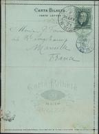 Entier Carta Bilhete Carte Lettre Brazil  Empereur Pedro II Rio Janeiro 1893 Maritime Ligne J Paq FR3 Texte Révolution - Briefe U. Dokumente