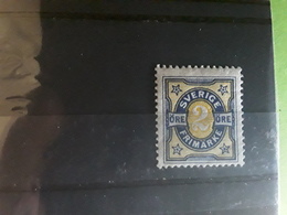 SVERIGE SUEDE SWEDEN , 1892, Chiffres, Yvert No 52, 2 Ore Bleu Et Jaune Neuf * MH , TB - Unused Stamps