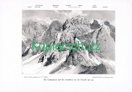 070 E.T.Compton Cadinspitzen Karnische Alpen Druck 1906 !! - Stiche & Gravuren